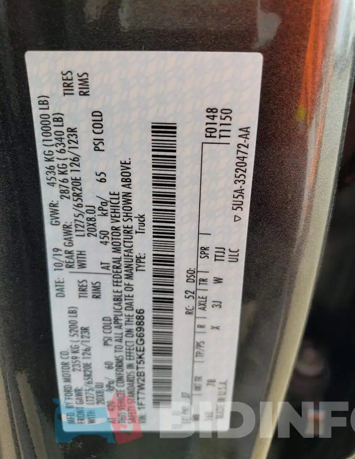 1FT7W2BT5KEG69886 Photo# 12