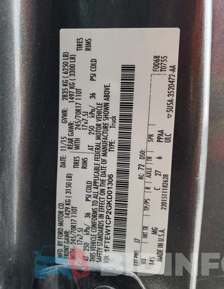 1FTEW1CP2GKD01306 Photo# 12