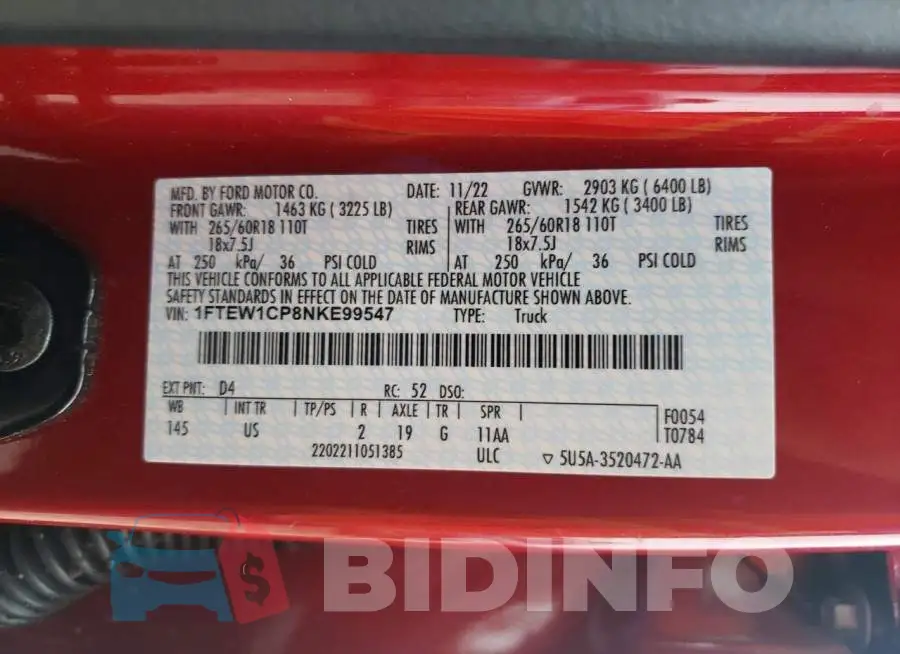 1FTEW1CP8NKE99547 Photo# 12