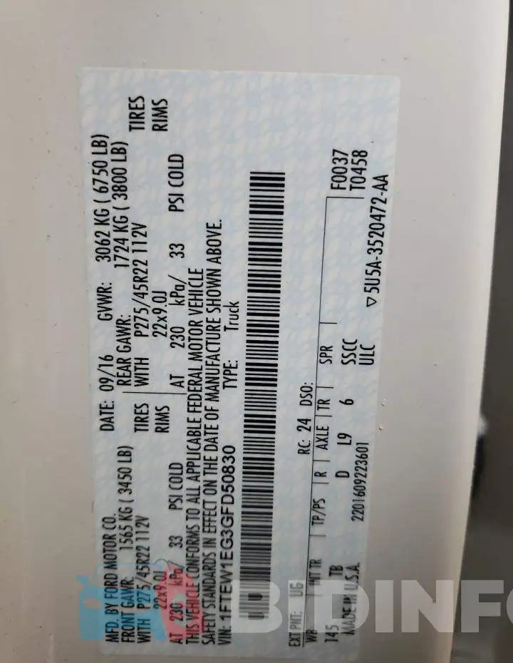 1FTEW1EG3GFD50830 Photo# 10