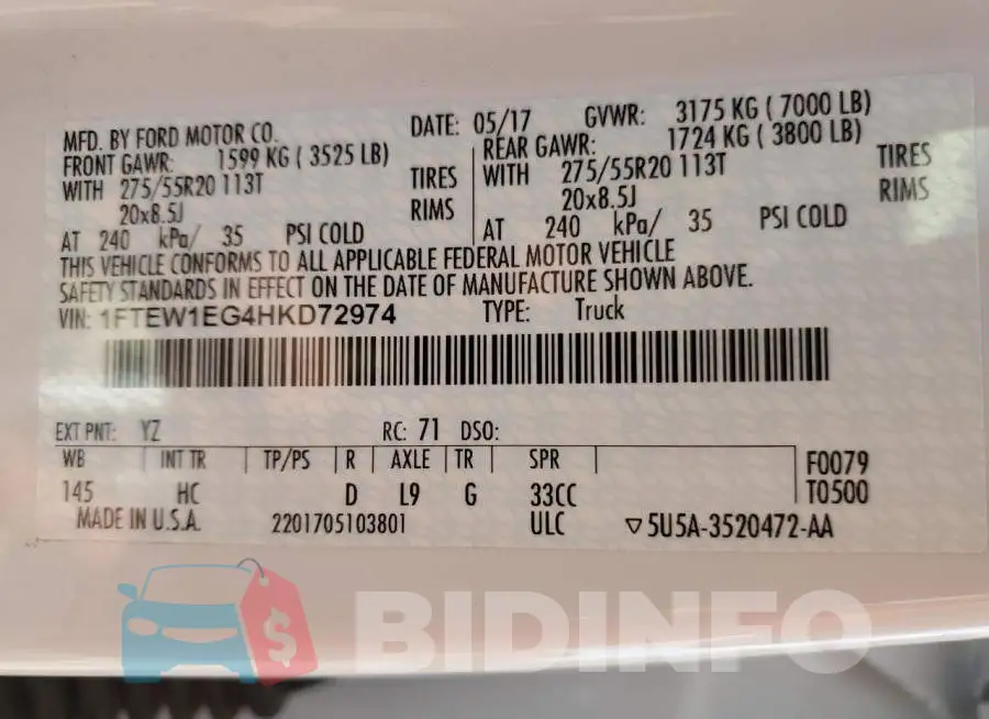 1FTEW1EG4HKD72974 Photo# 12