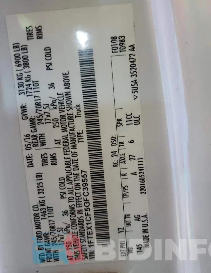 1FTEX1CF5GFC39557 Photo# 13