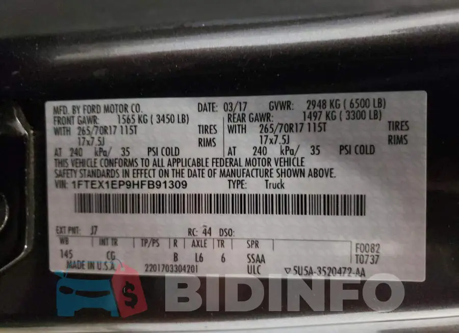 1FTEX1EP9HFB91309 Photo# 12