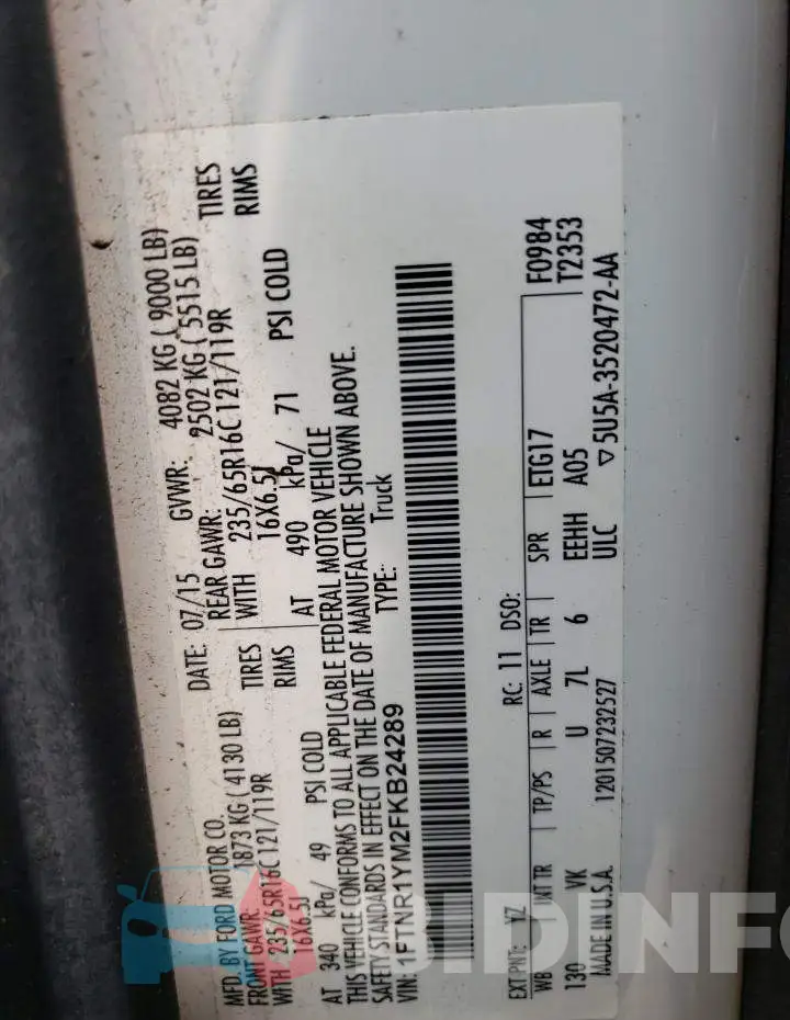 1FTNR1YM2FKB24289 Photo# 13