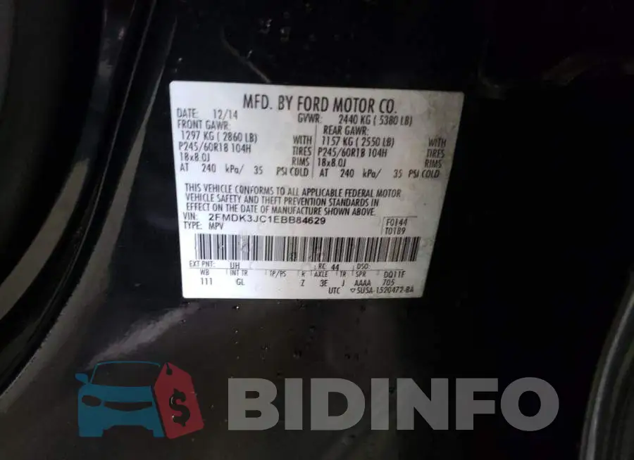 2FMDK3JC1EBB84629 Photo# 14