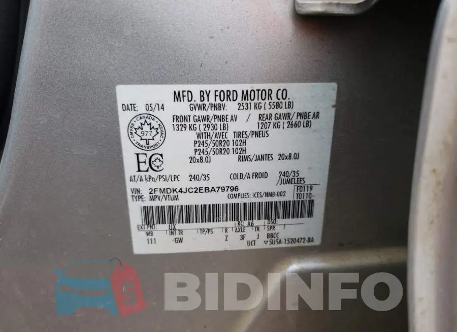 2FMDK4JC2EBA79796 Photo# 13