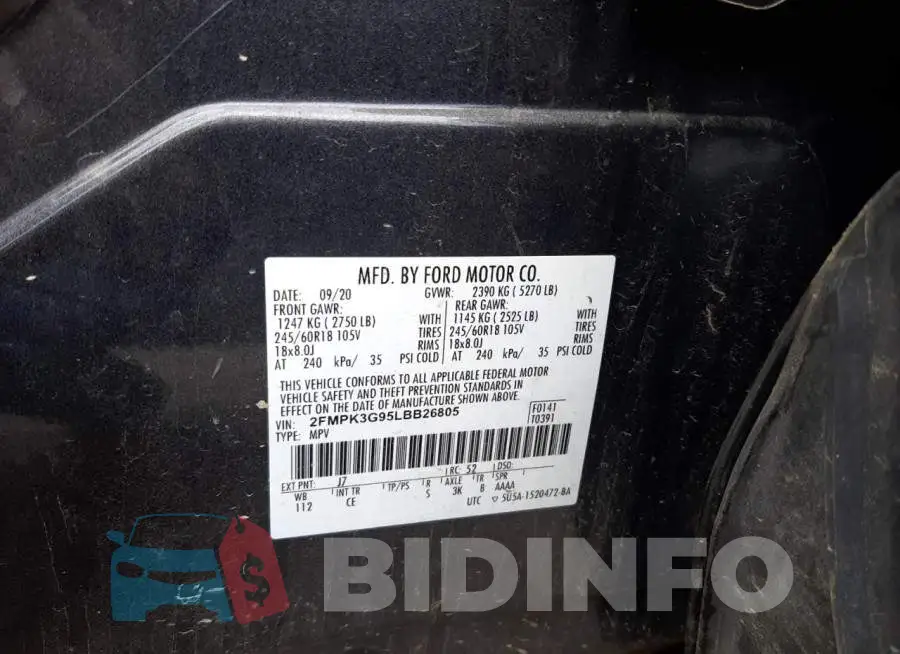 2FMPK3G95LBB26805 Photo# 12