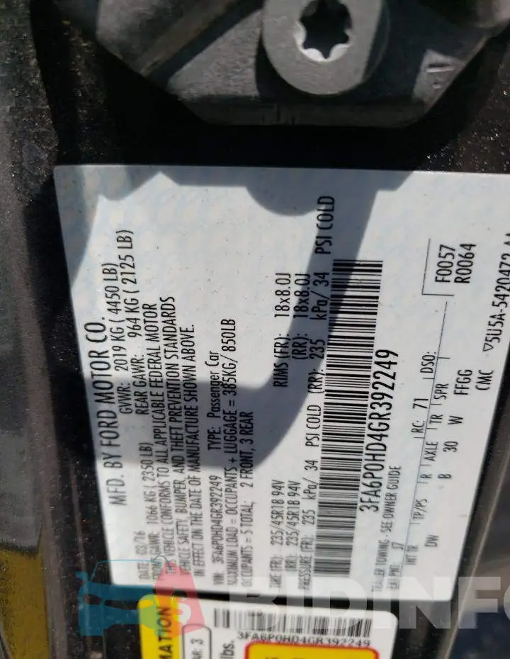 3FA6P0HD4GR392249 Photo# 12