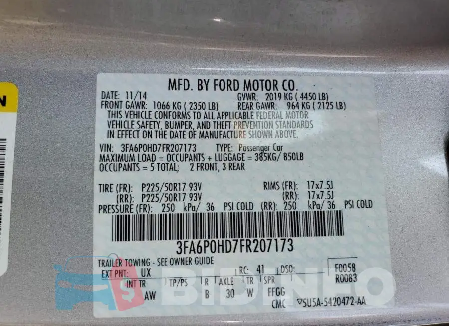 3FA6P0HD7FR207173 Photo# 12