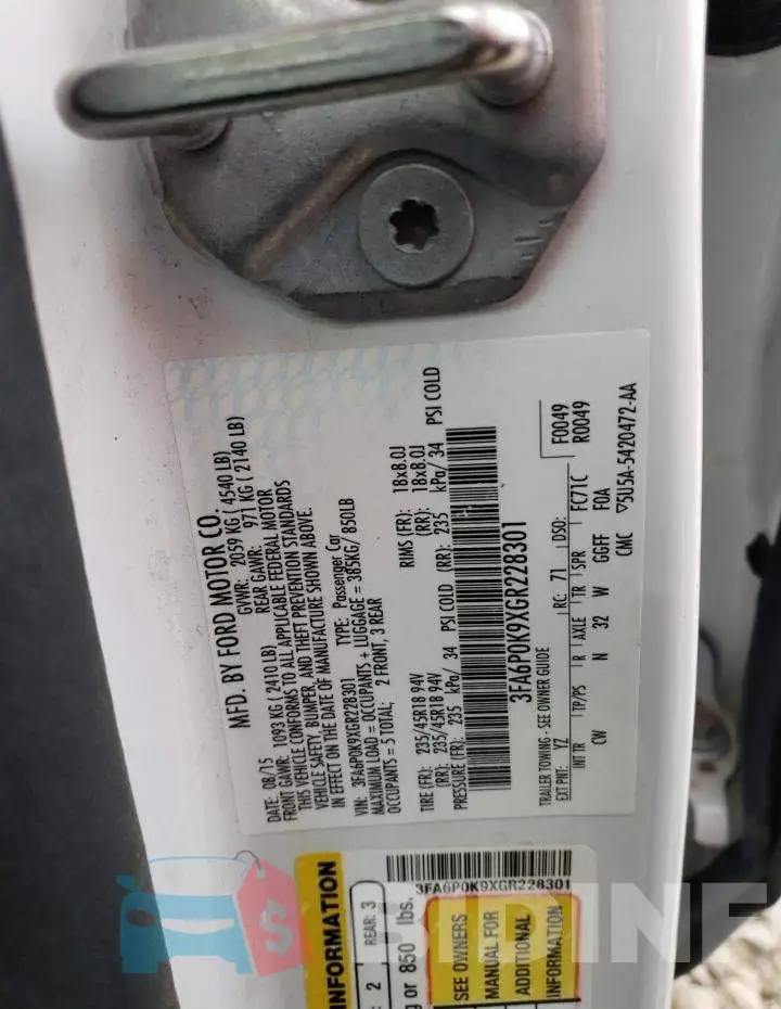 3FA6P0K9XGR228301 Photo# 12