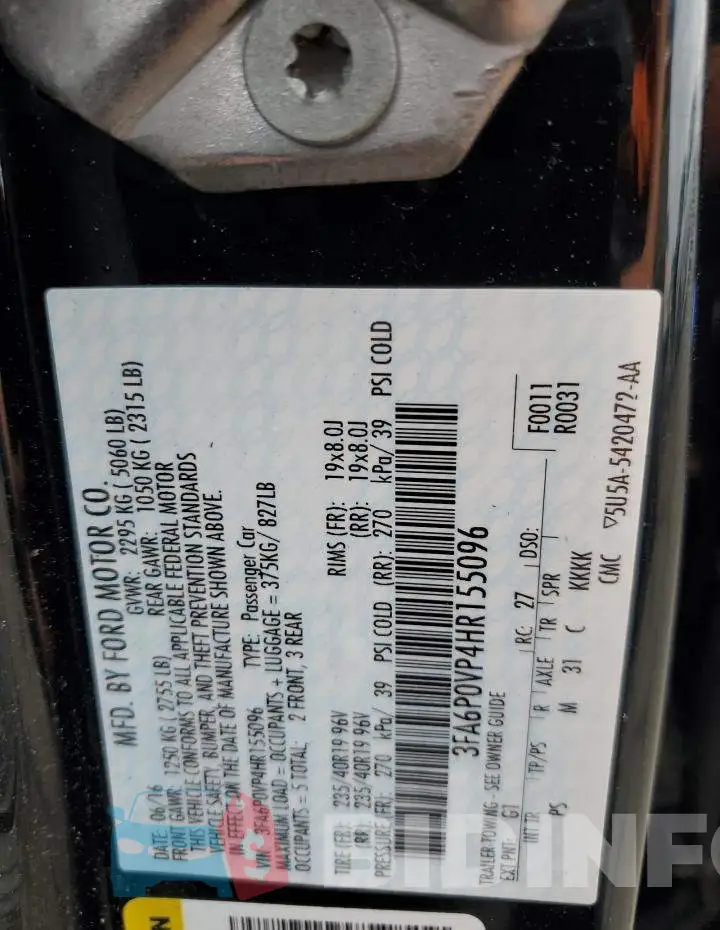 3FA6P0VP4HR155096 Photo# 12