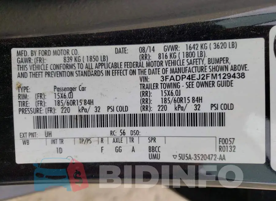 3FADP4EJ2FM129438 Photo# 12