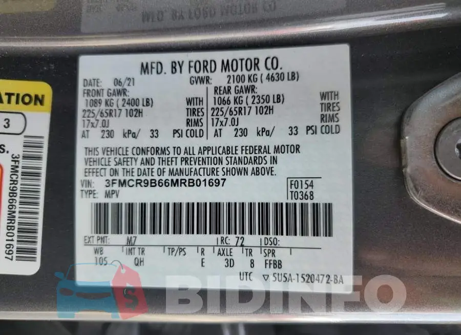 3FMCR9B66MRB01697 Photo# 13