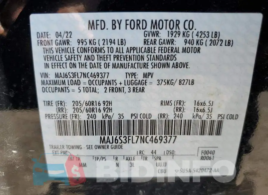 MAJ6S3FL7NC469377 Photo# 13