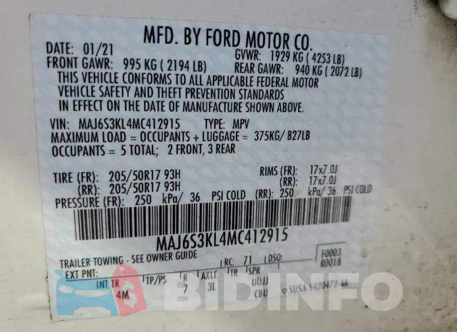 MAJ6S3KL4MC412915 Photo# 13