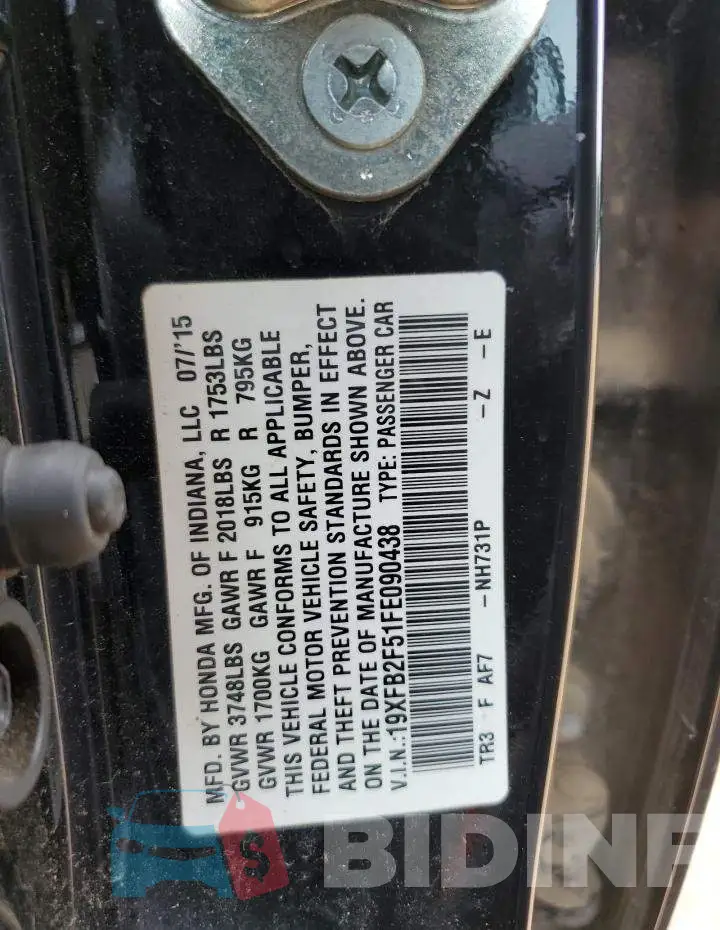 19XFB2F51FE090438 Photo# 12