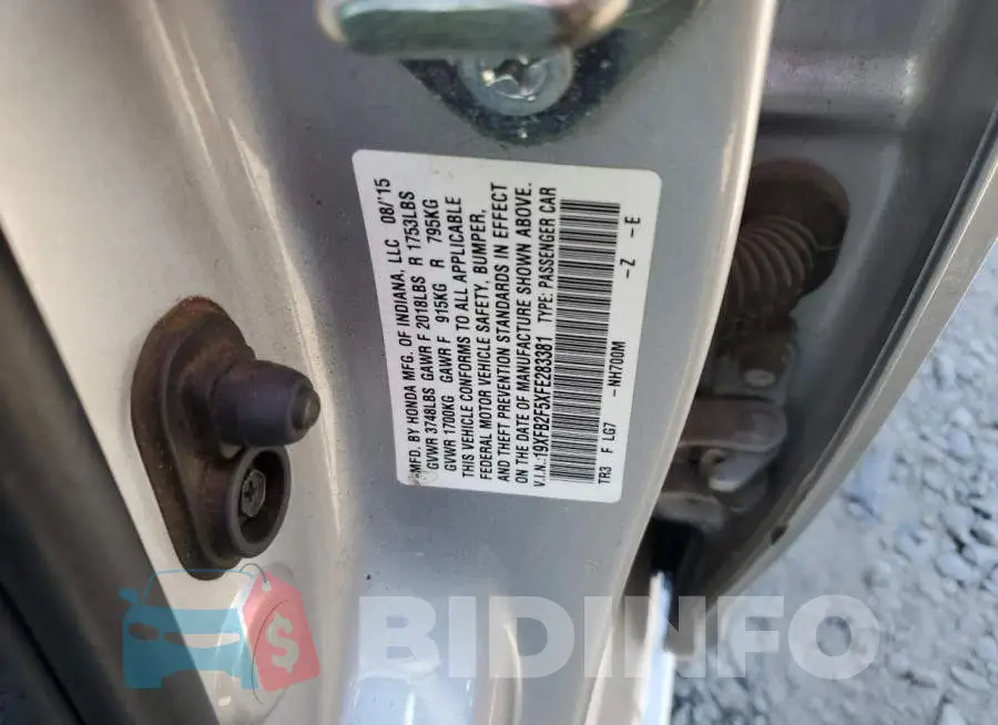 19XFB2F5XFE283381 Photo# 12