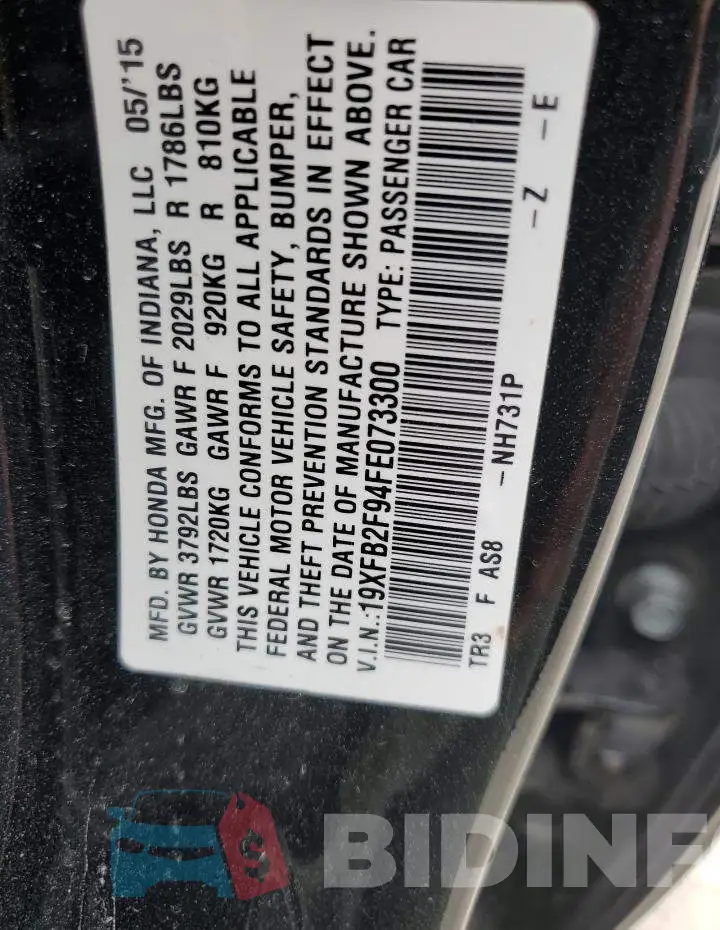 19XFB2F94FE073300 Photo# 13