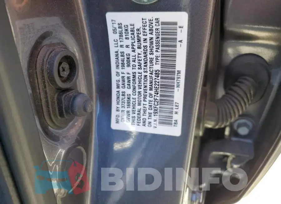 19XFC2F74HE227485 Photo# 12