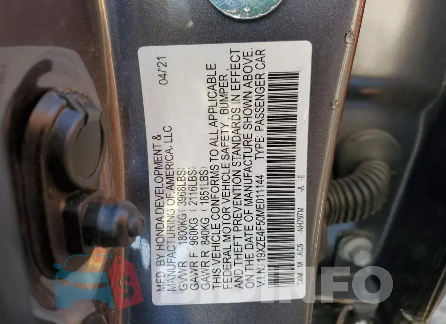 19XZE4F50ME011144 Photo# 12