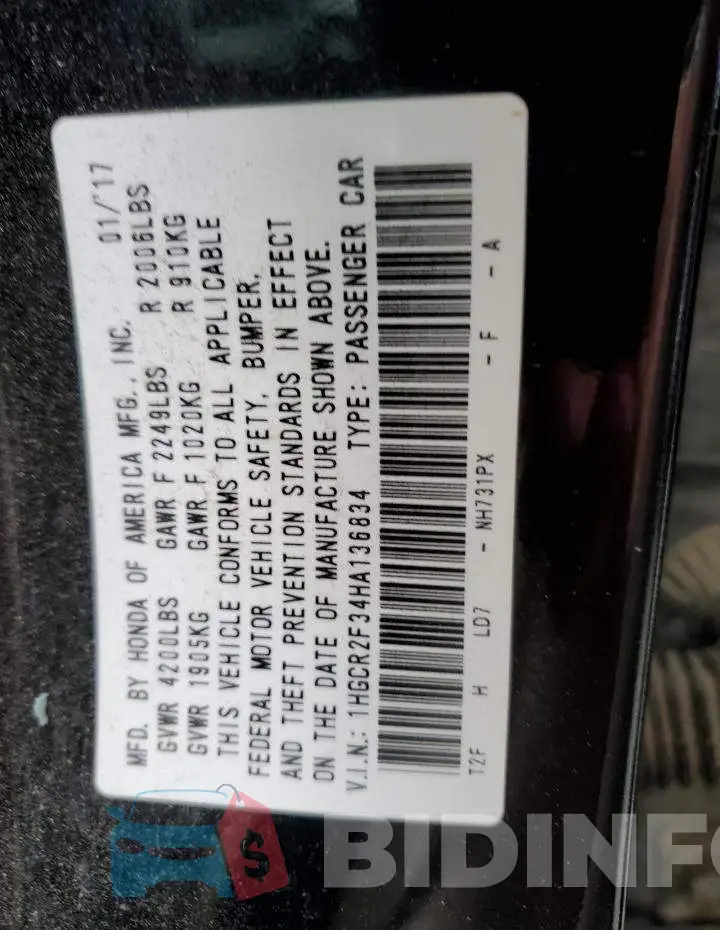 1HGCR2F34HA136834 Photo# 13