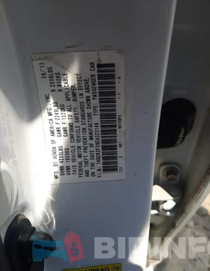 1HGCR2F39EA023148 Photo# 12