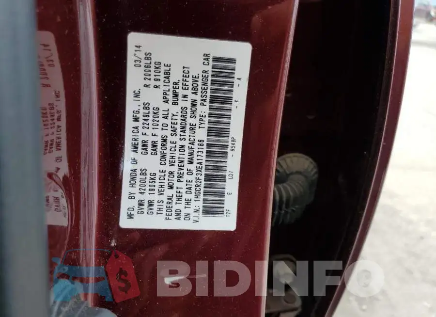 1HGCR2F3XEA173186 Photo# 12