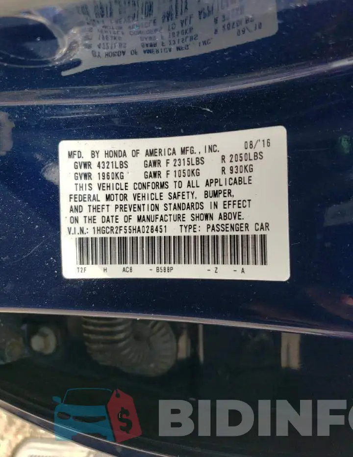 1HGCR2F55HA028451 Photo# 12