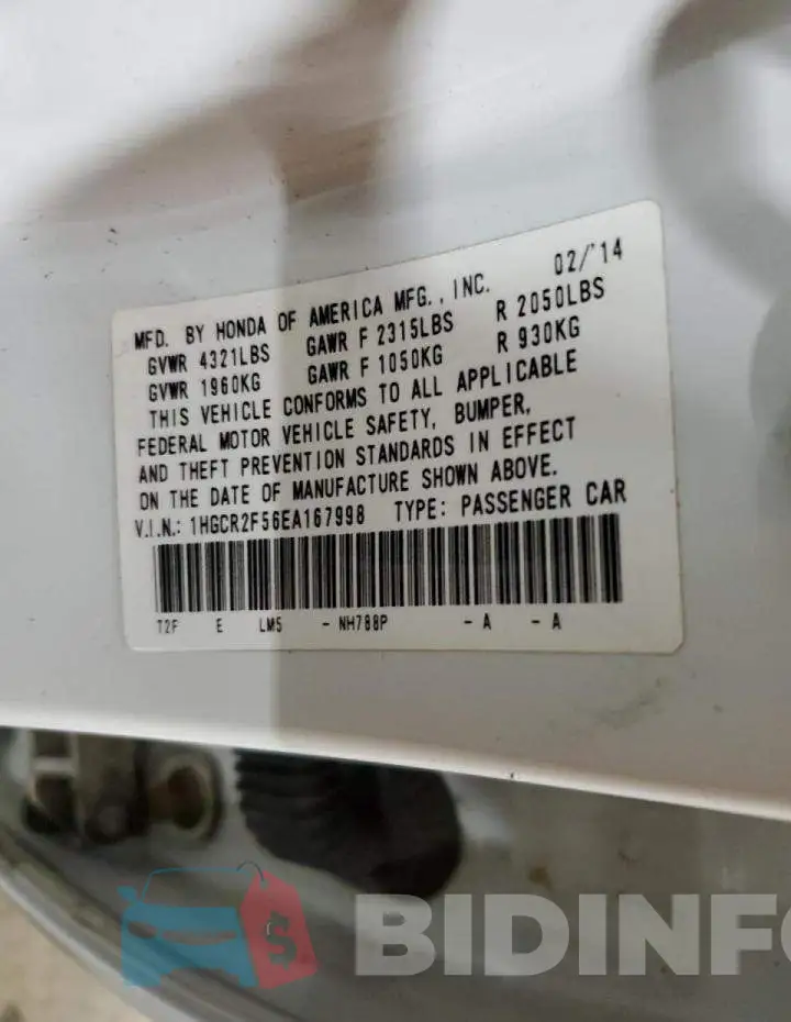 1HGCR2F56EA167998 Photo# 13
