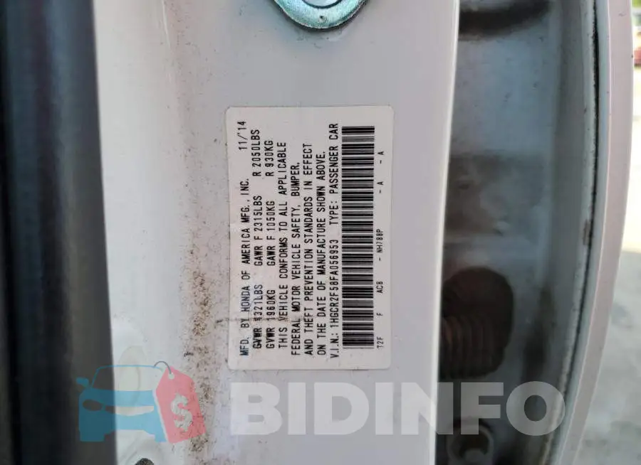 1HGCR2F58FA056953 Photo# 12