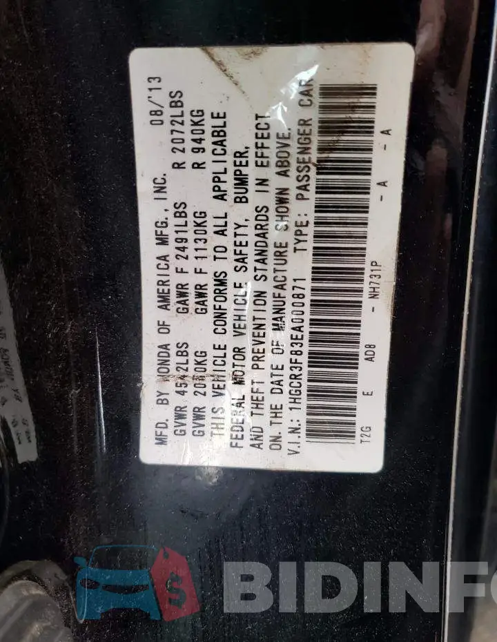1HGCR3F83EA000871 Photo# 12