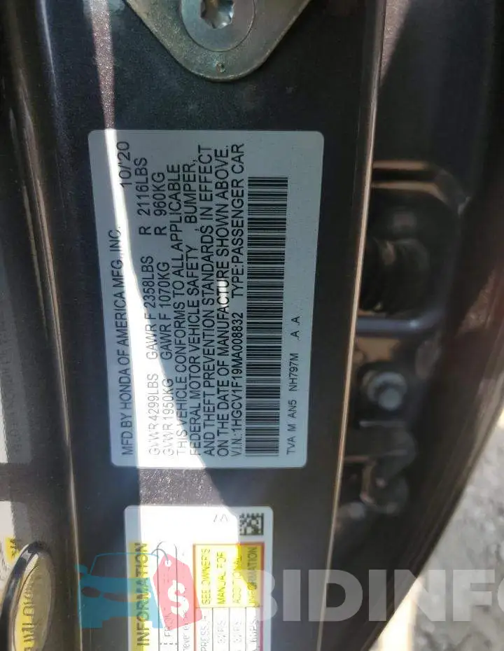 1HGCV1F19MA008832 Photo# 12