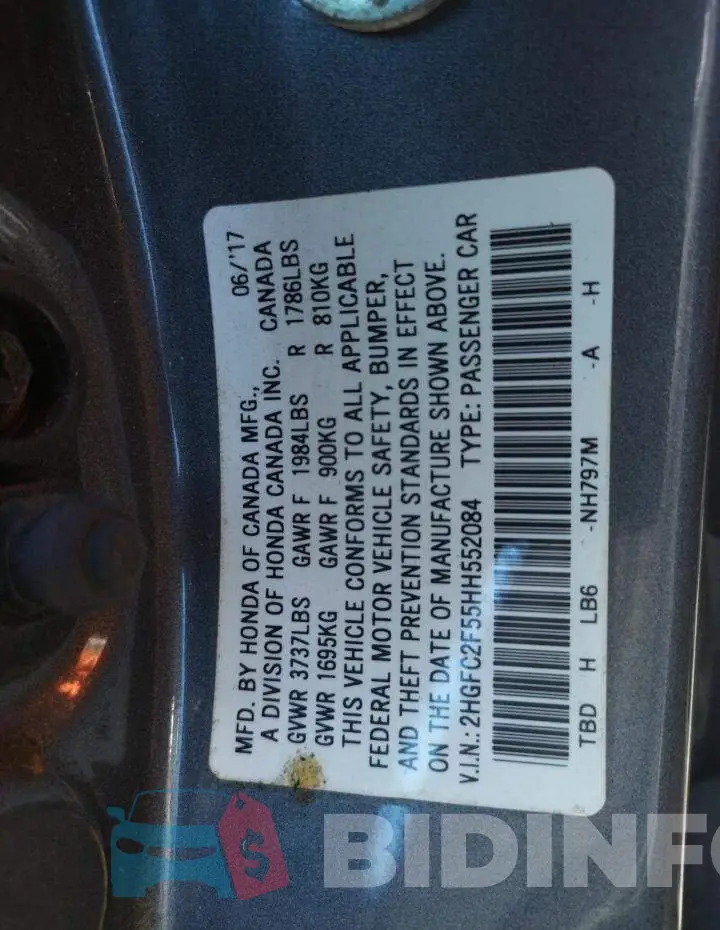 2HGFC2F55HH552084 Photo# 10