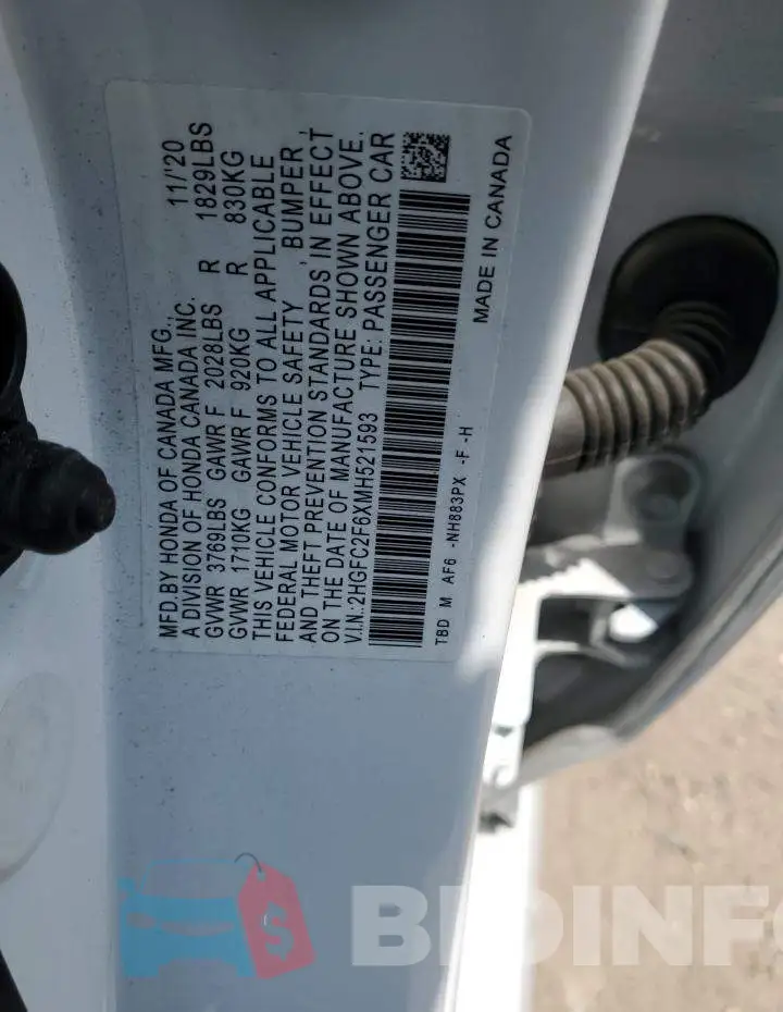 2HGFC2F6XMH521593 Photo# 12