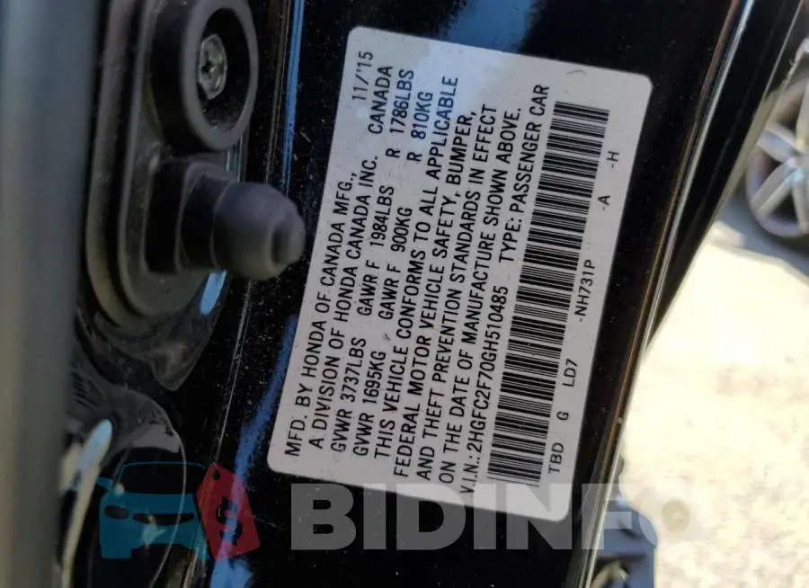 2HGFC2F70GH510485 Photo# 12