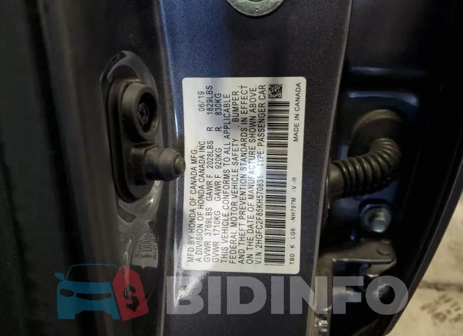2HGFC2F85KH570831 Photo# 12