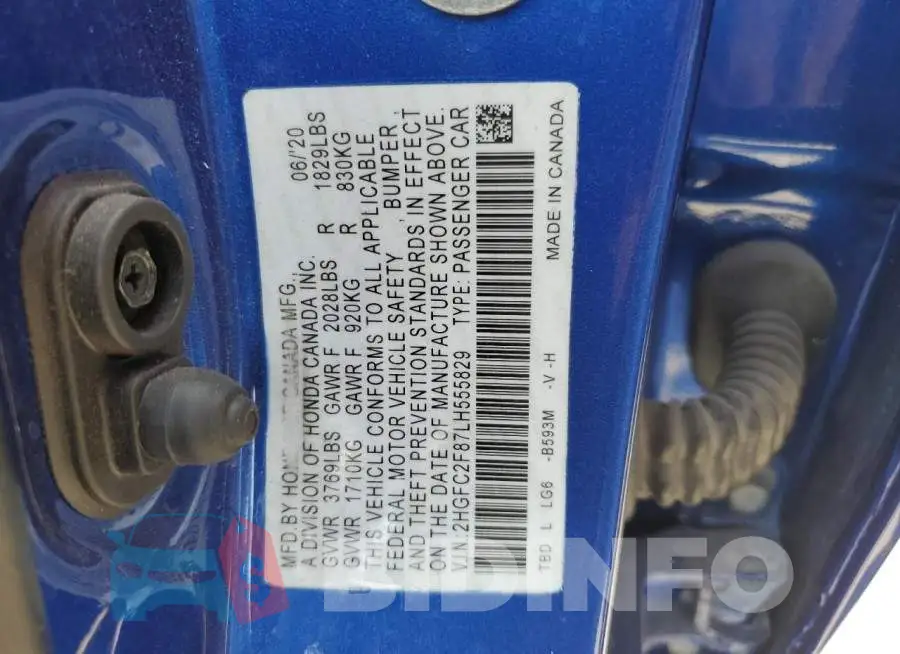 2HGFC2F87LH555829 Photo# 13