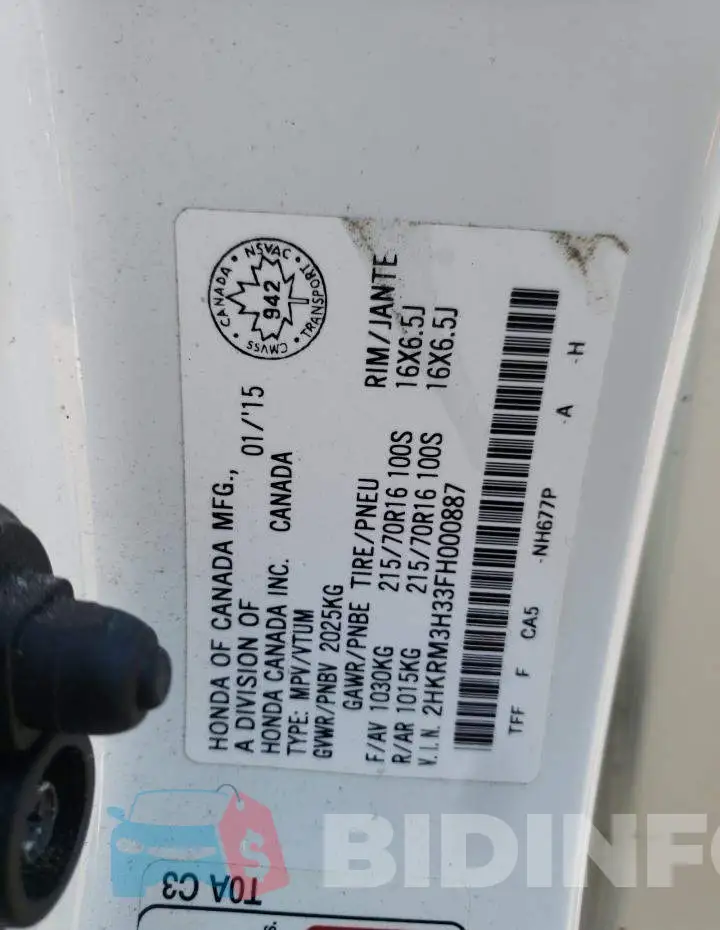 2HKRM3H33FH000887 Photo# 13