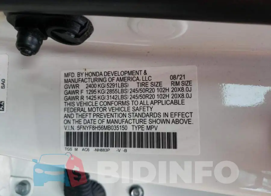 5FNYF8H56MB035150 Photo# 13