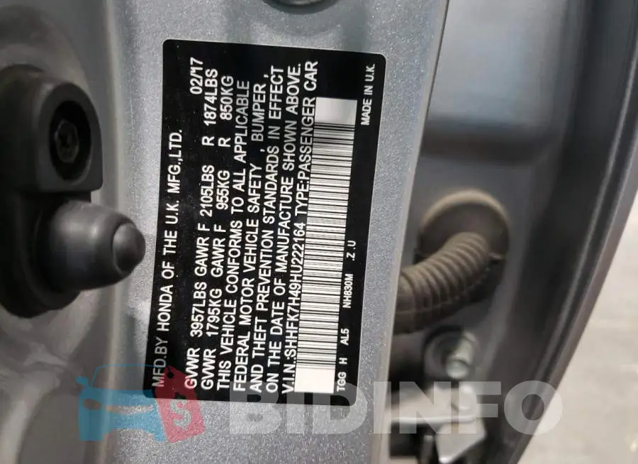 SHHFK7H49HU222164 Photo# 12