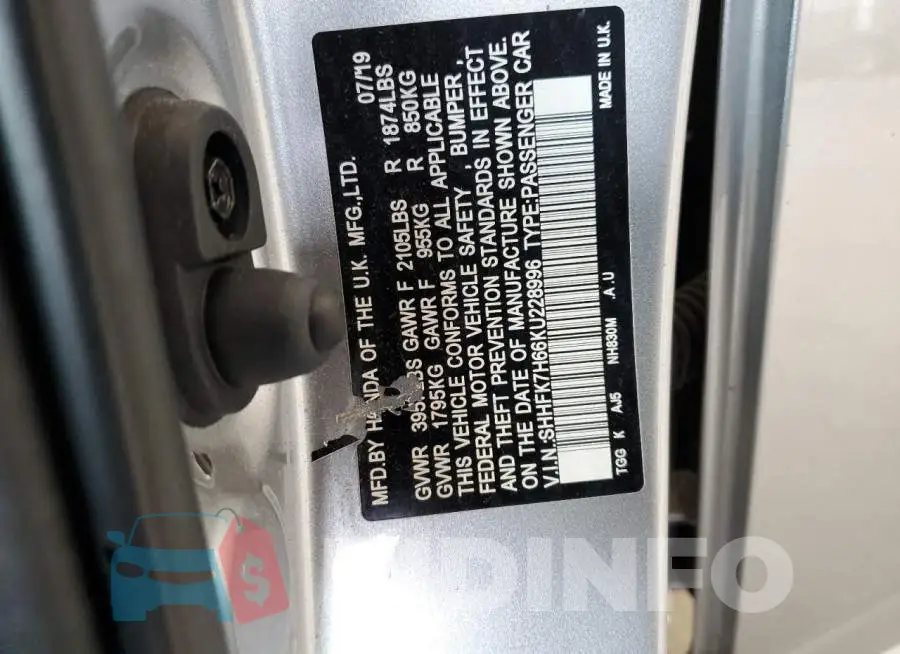 SHHFK7H66KU228996 Photo# 12