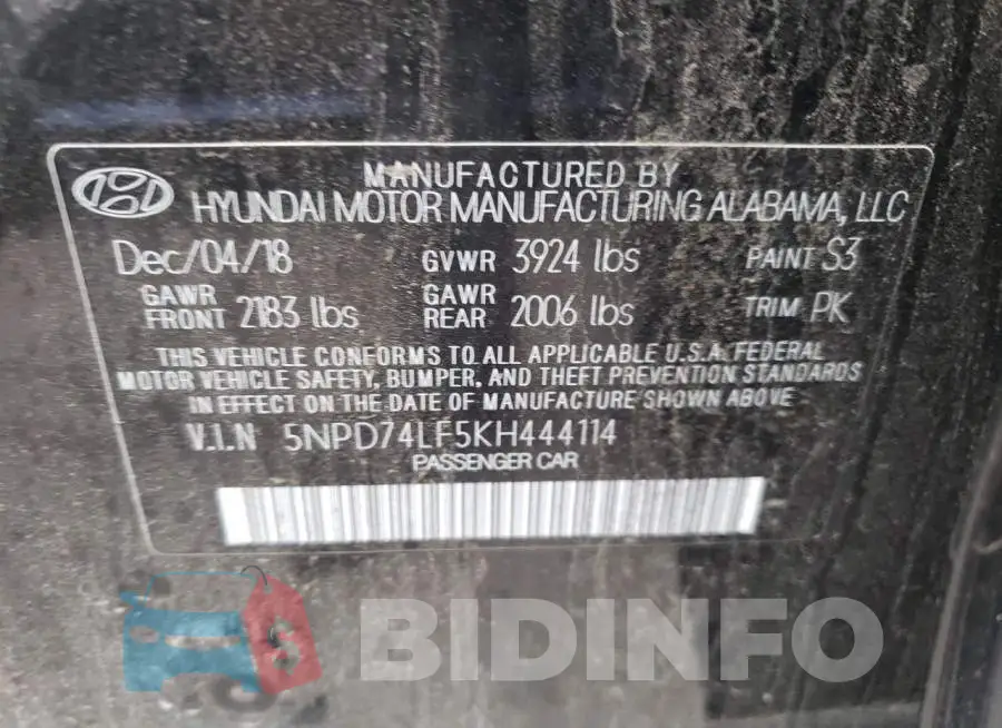 5NPD74LF5KH444114 Photo# 12