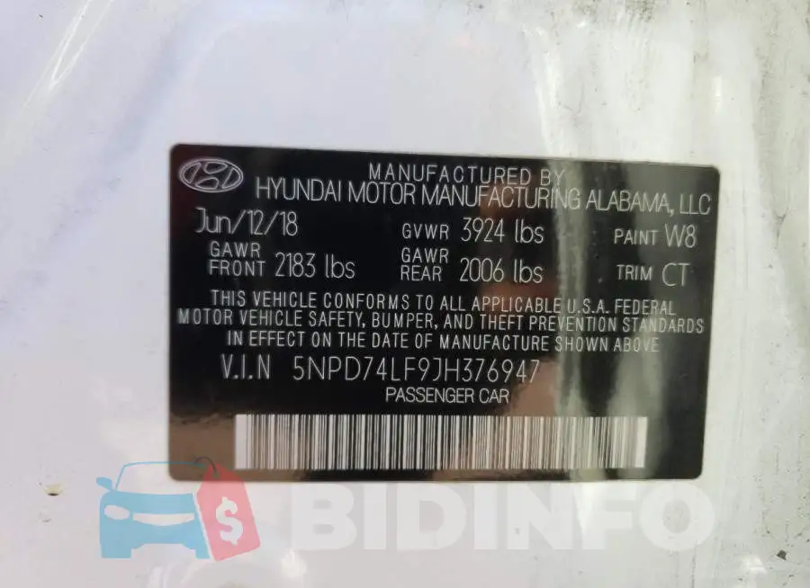 5NPD74LF9JH376947 Photo# 12