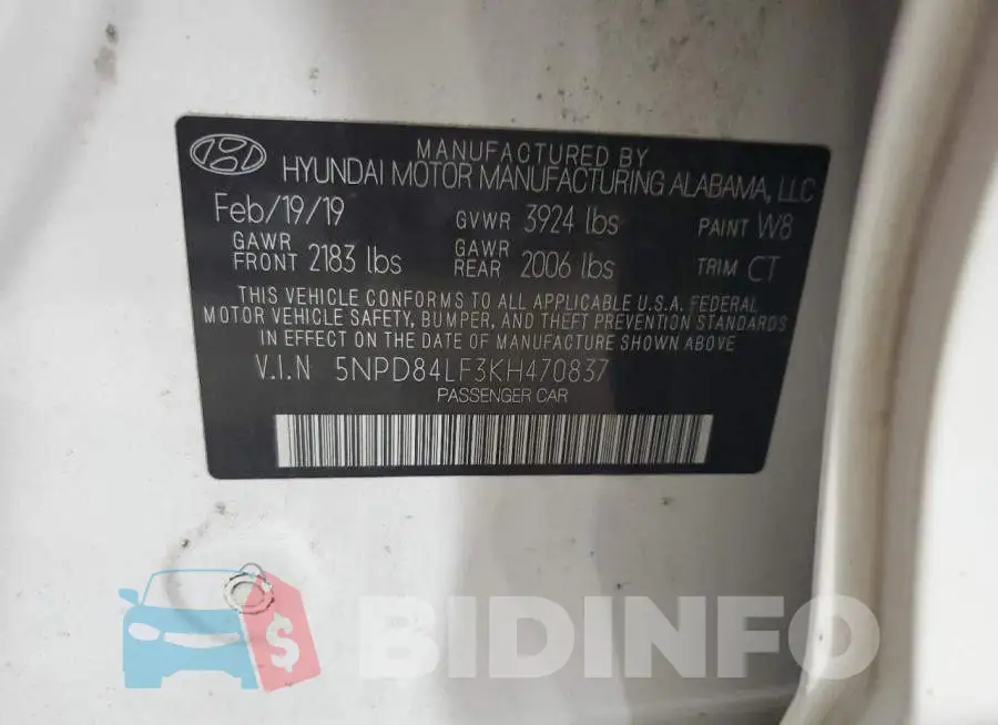 5NPD84LF3KH470837 Photo# 12