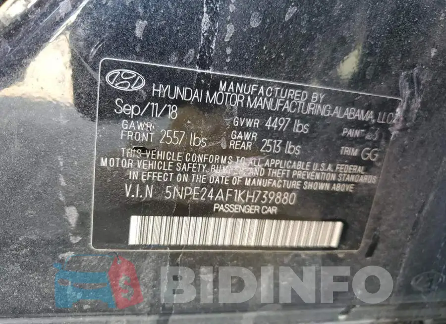 5NPE24AF1KH739880 Photo# 12