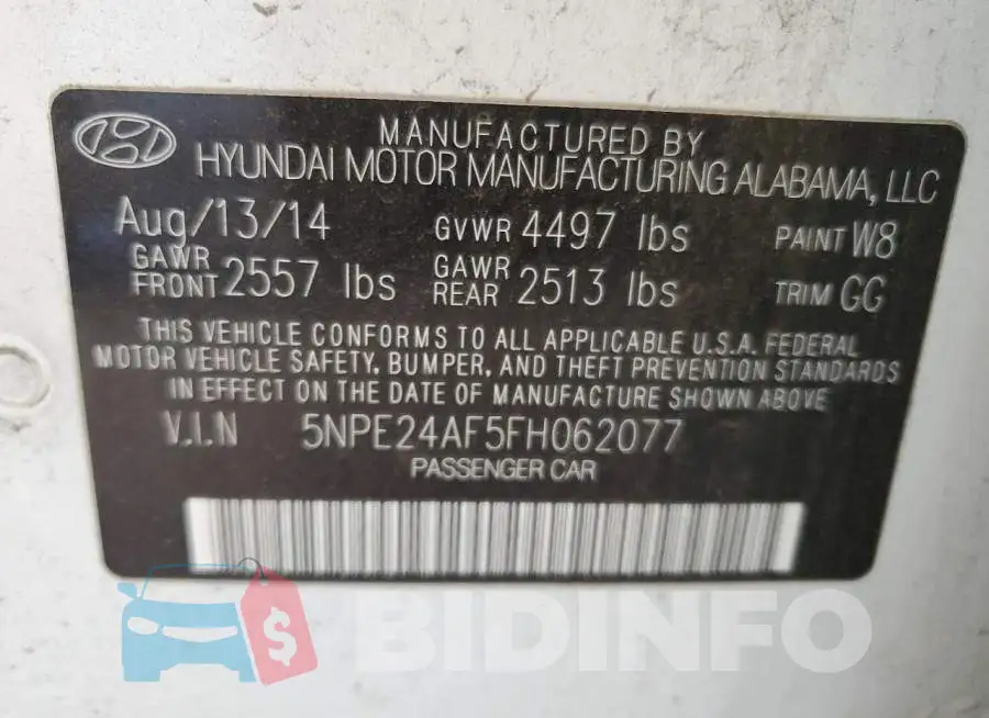 5NPE24AF5FH062077 Photo# 13