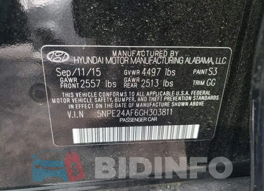 5NPE24AF6GH303811 Photo# 12