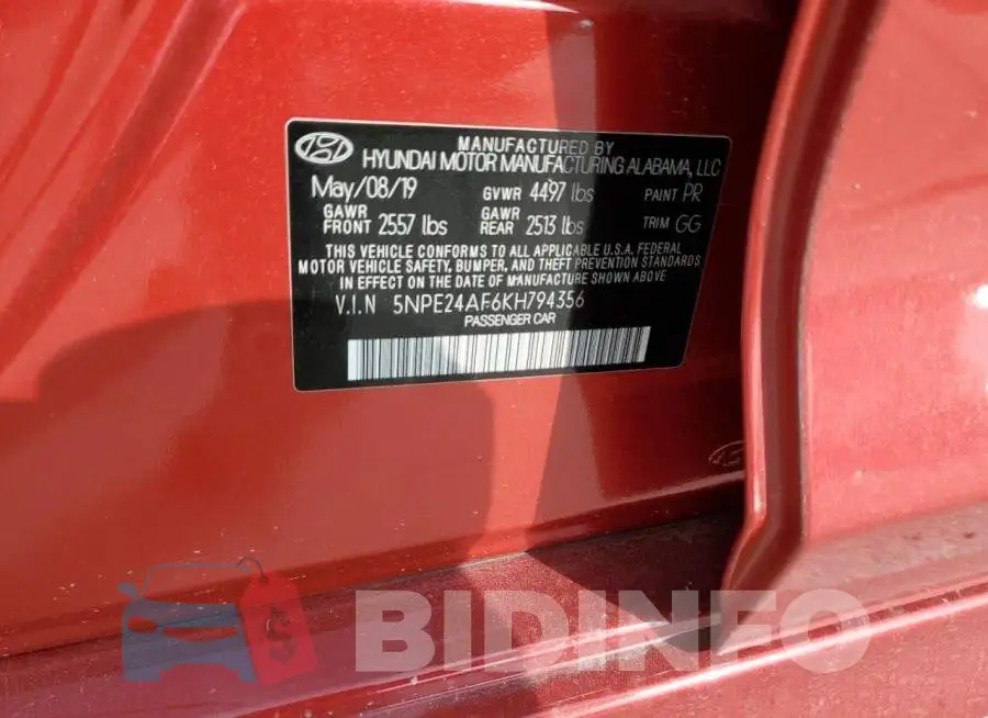 5NPE24AF6KH794356 Photo# 12