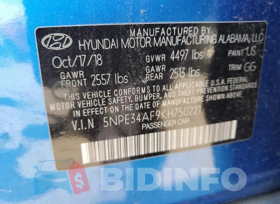 5NPE34AF9KH750221 Photo# 12