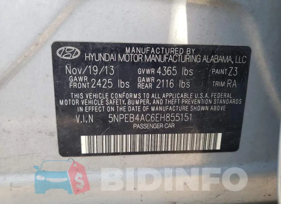 5NPEB4AC6EH855151 Photo# 12